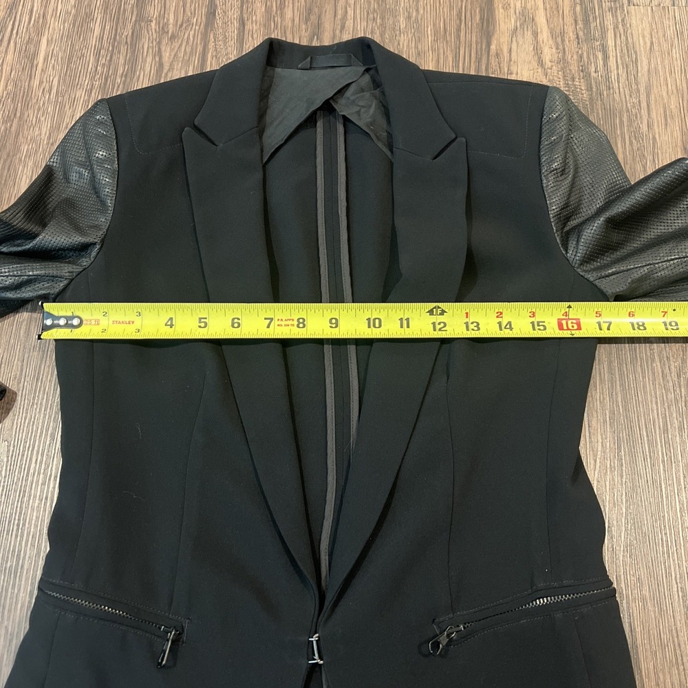 Rag & Bone Blazer Jacket Womens Black Lambskin Leather Sleeves Shawl Collar Sz 2 - Picture 6 of 10